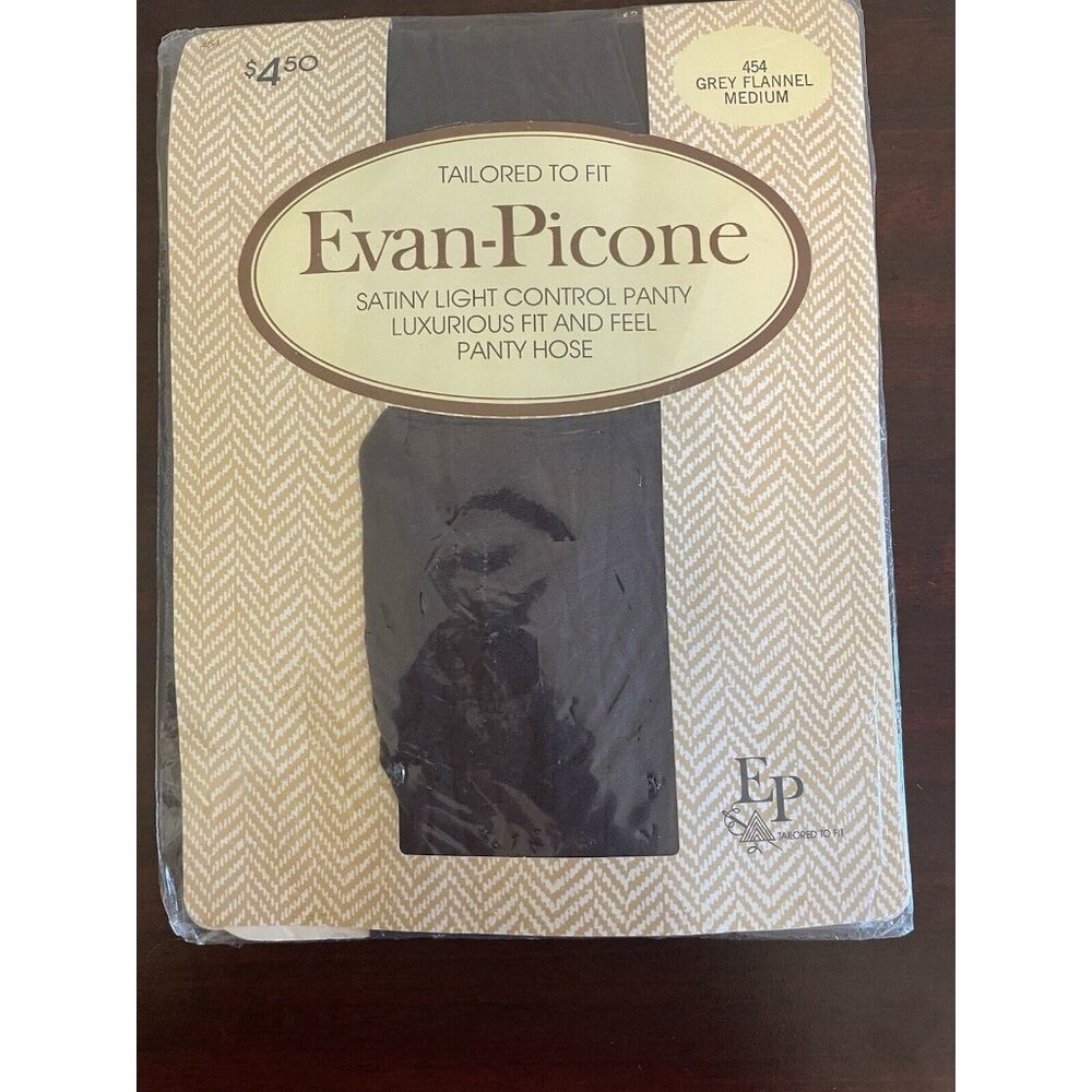 Vintage Evan Picone Satiny Light Control Top Tailored to Fit #454 Grey Flannel M